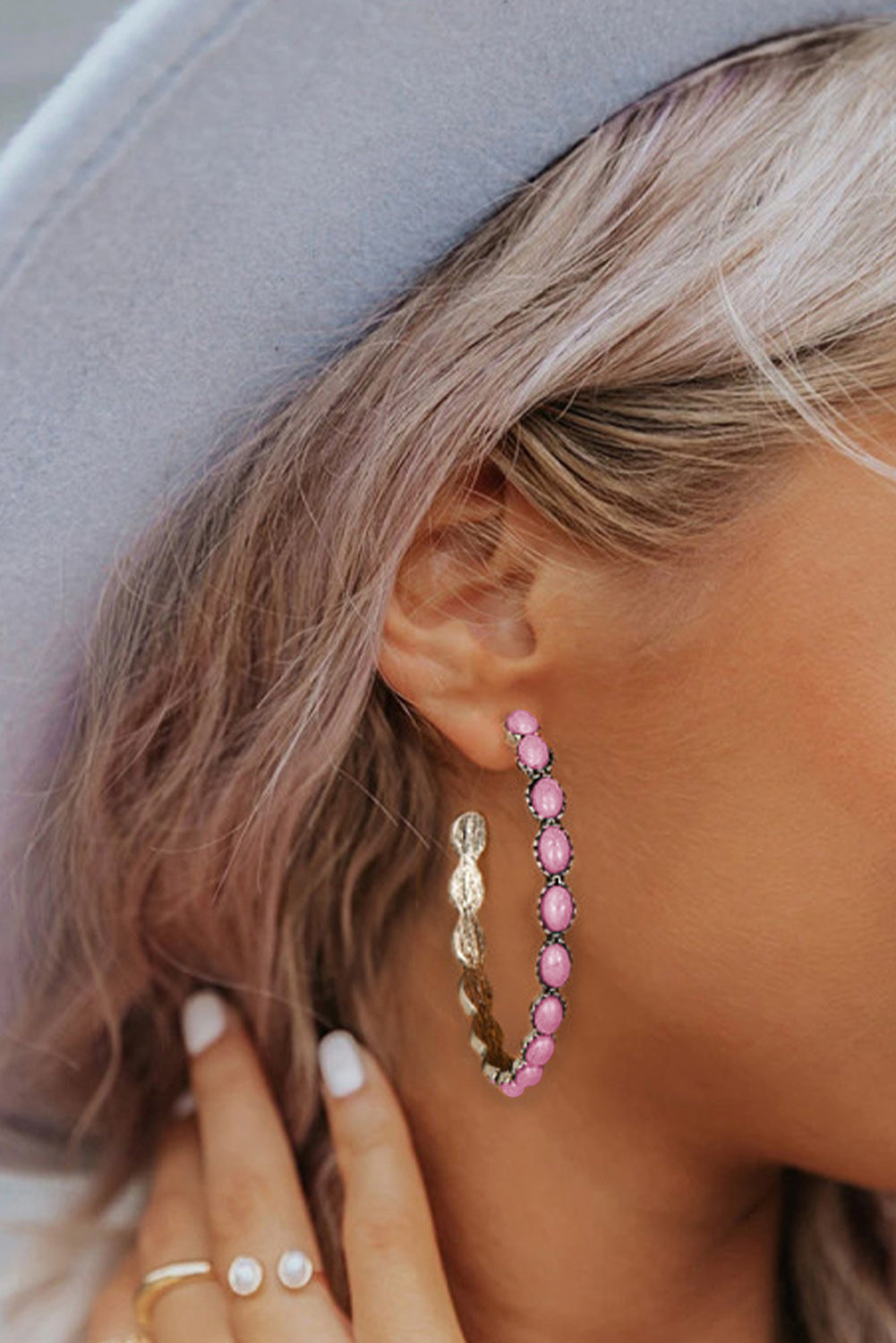 Hoop earrings Pink, Red, Black or Turquoise