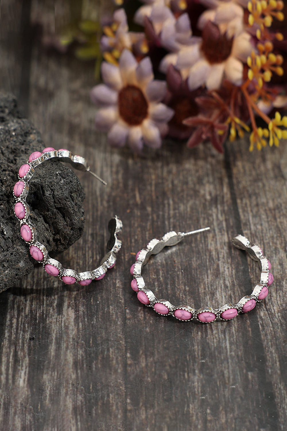 Hoop earrings Pink, Red, Black or Turquoise