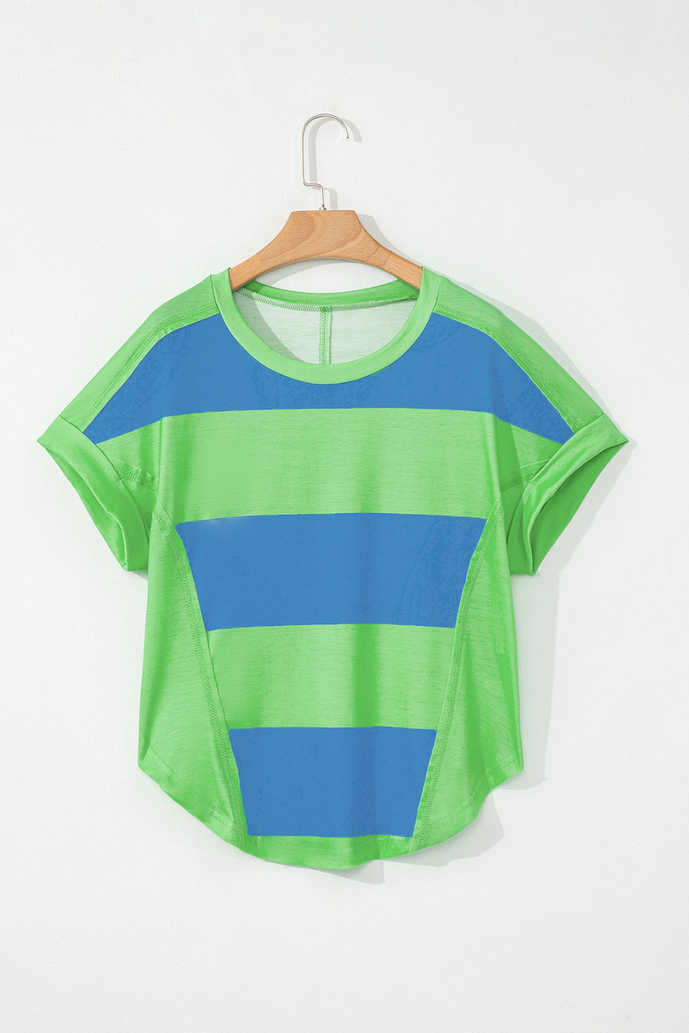 Blue Color Block Exposed Seam Tee