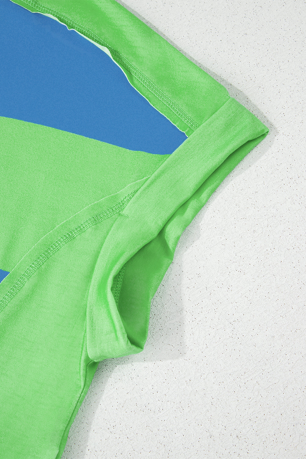 Blue Color Block Exposed Seam Tee