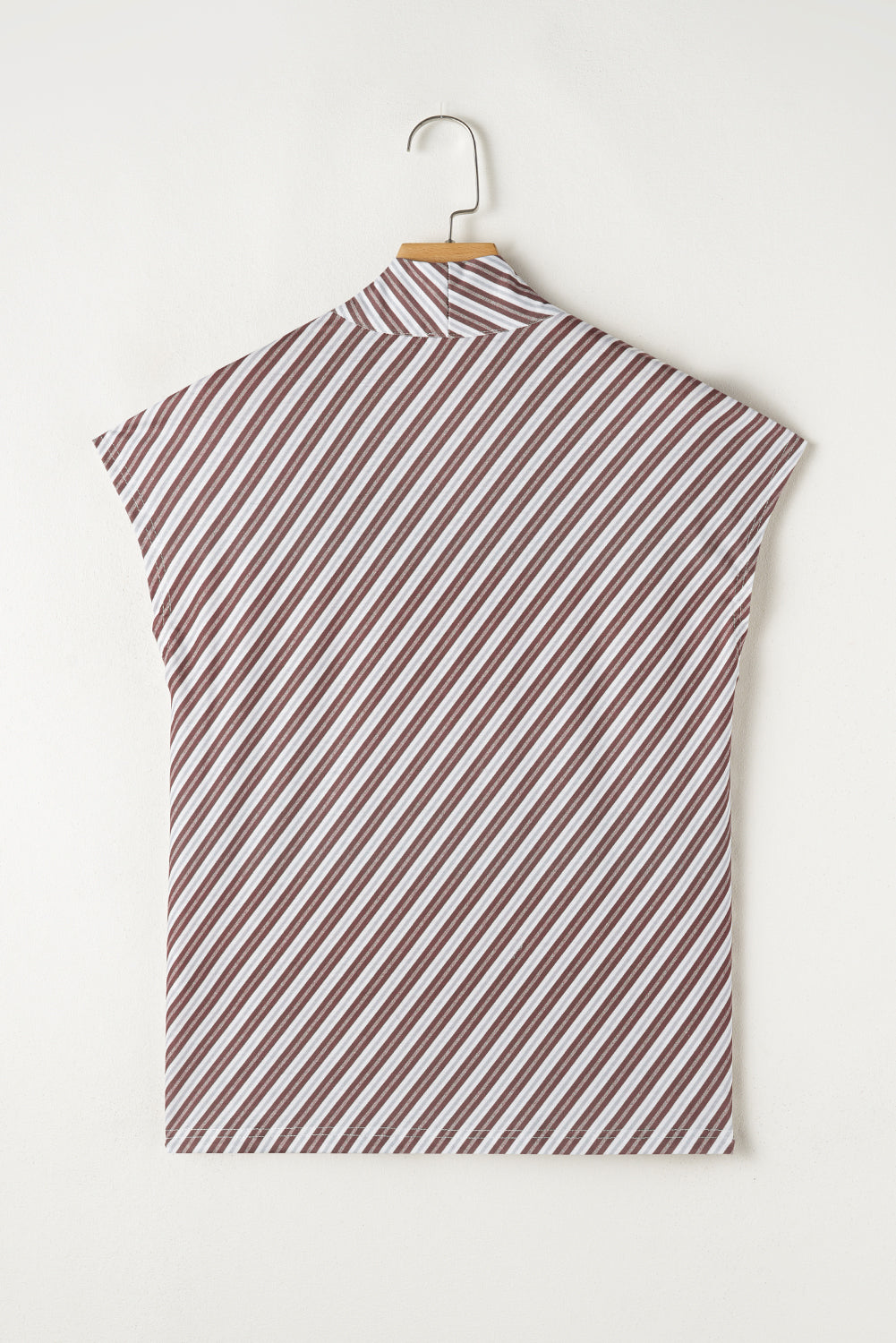 Chestnut Stripe V-Neck Cap Sleeve Blouse