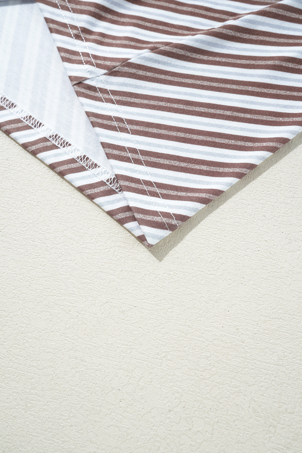 Chestnut Stripe V-Neck Cap Sleeve Blouse