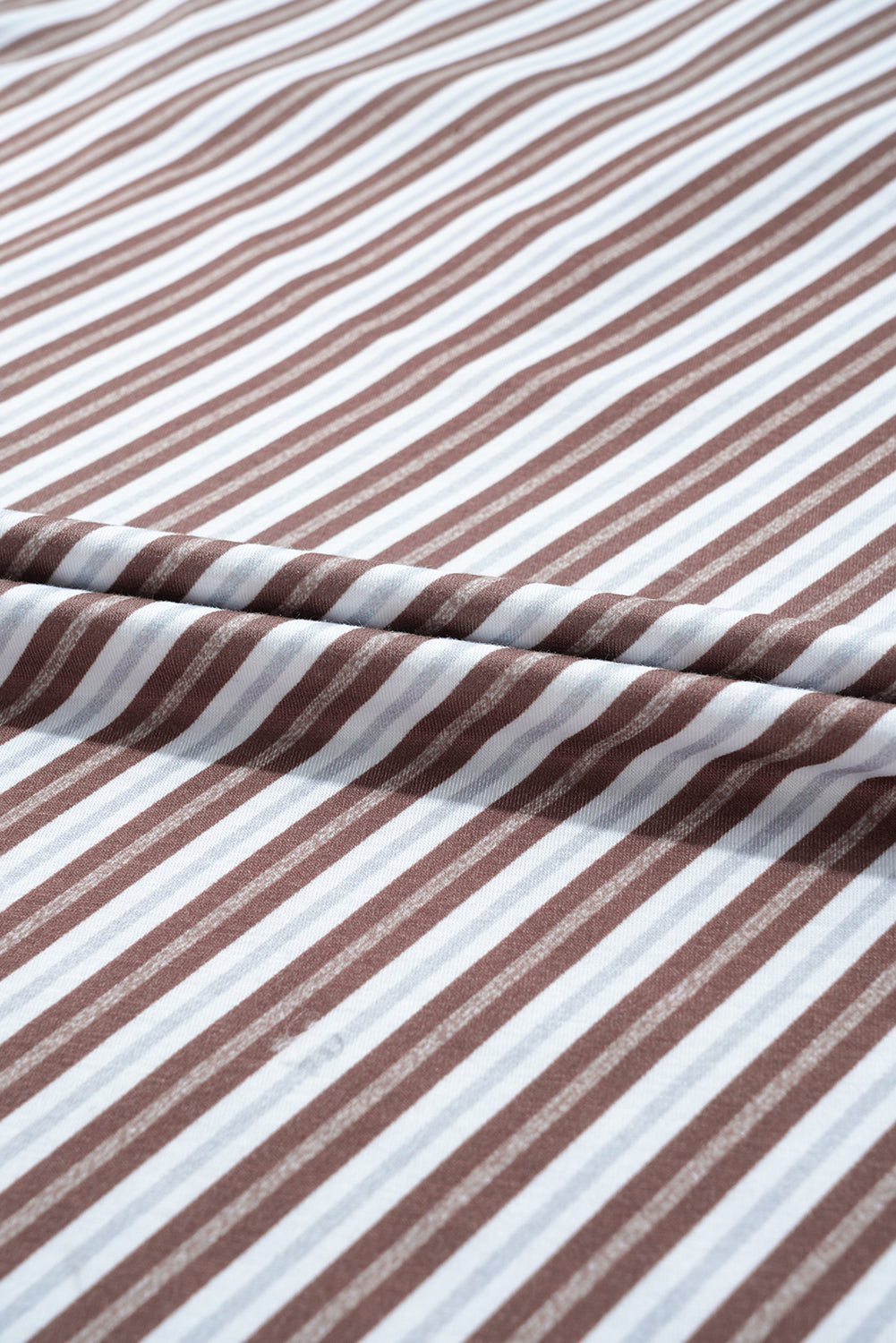 Chestnut Stripe V-Neck Cap Sleeve Blouse