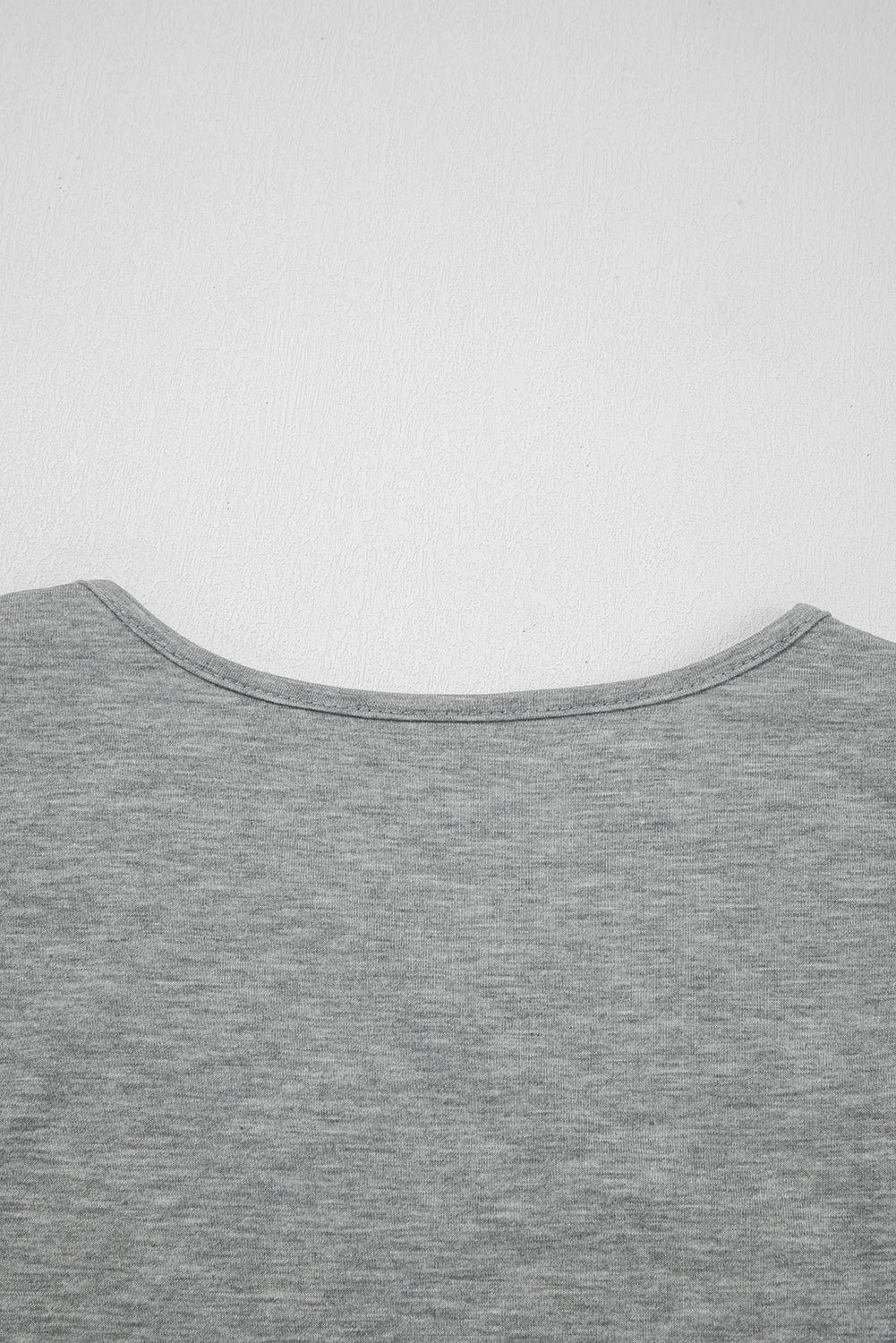 Gray Lace Patchwork Criss Cross V Neck Top
