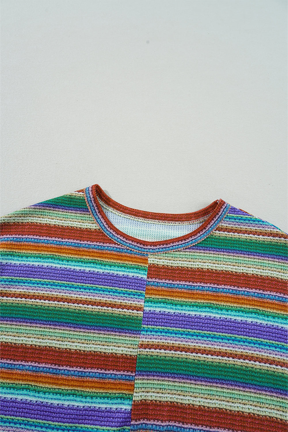 Multicolour Striped Twisted Hem Boho T-Shirt