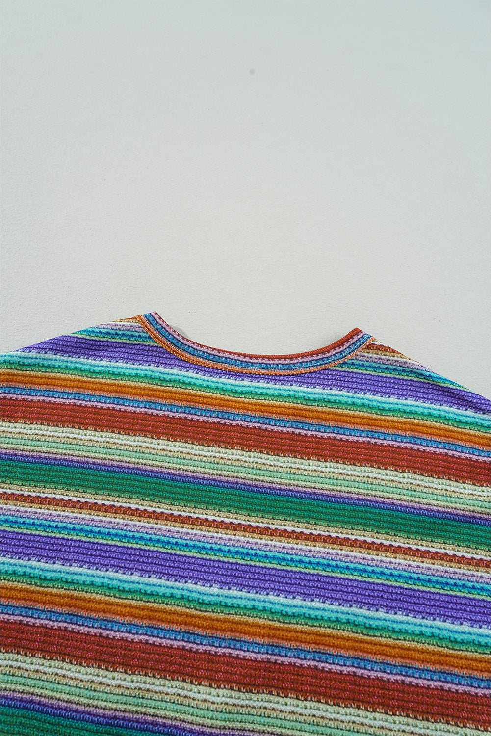 Multicolour Striped Twisted Hem Boho T-Shirt