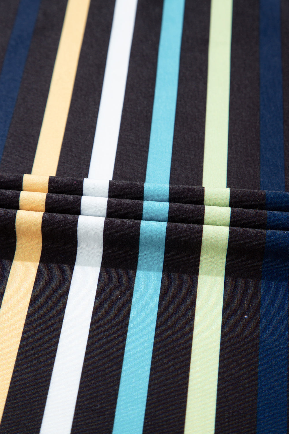 Black Colorful Striped Contrast Edge Crew Neck T Shirt