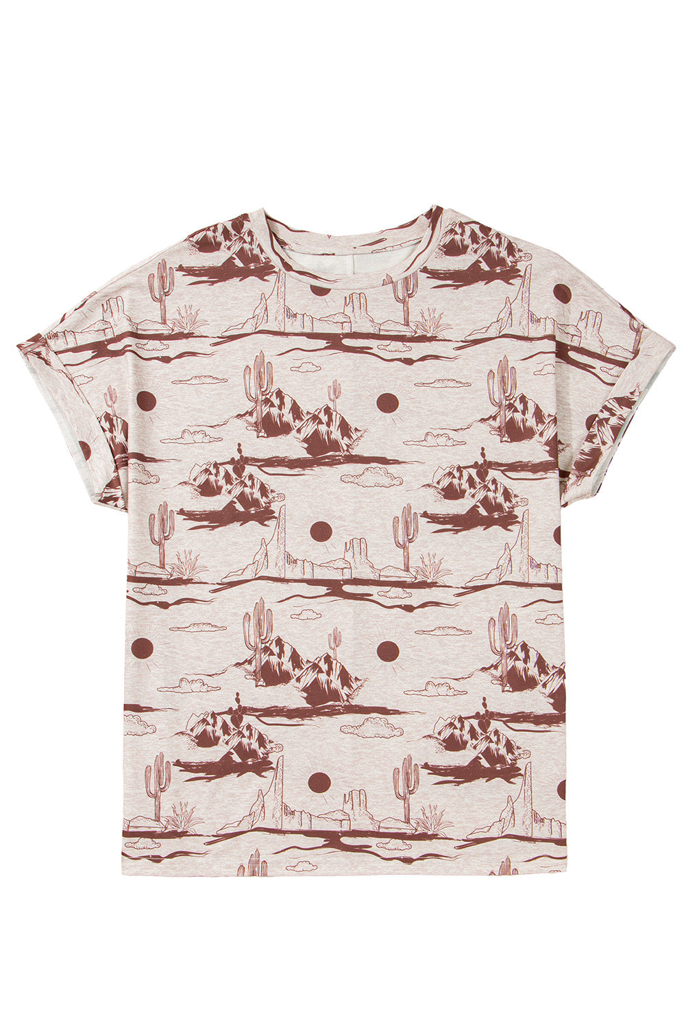 Brown Summer Desert Sand Print Short Sleeve Tee