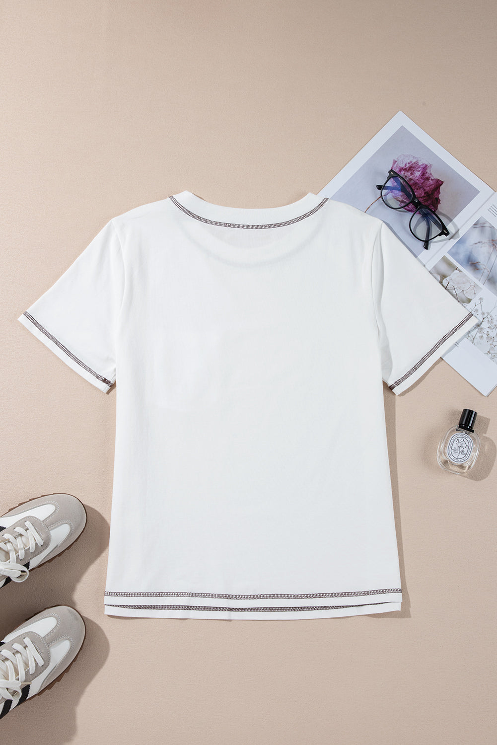 White RODEO Horseshoe Embroidered Patch Pocket Tee