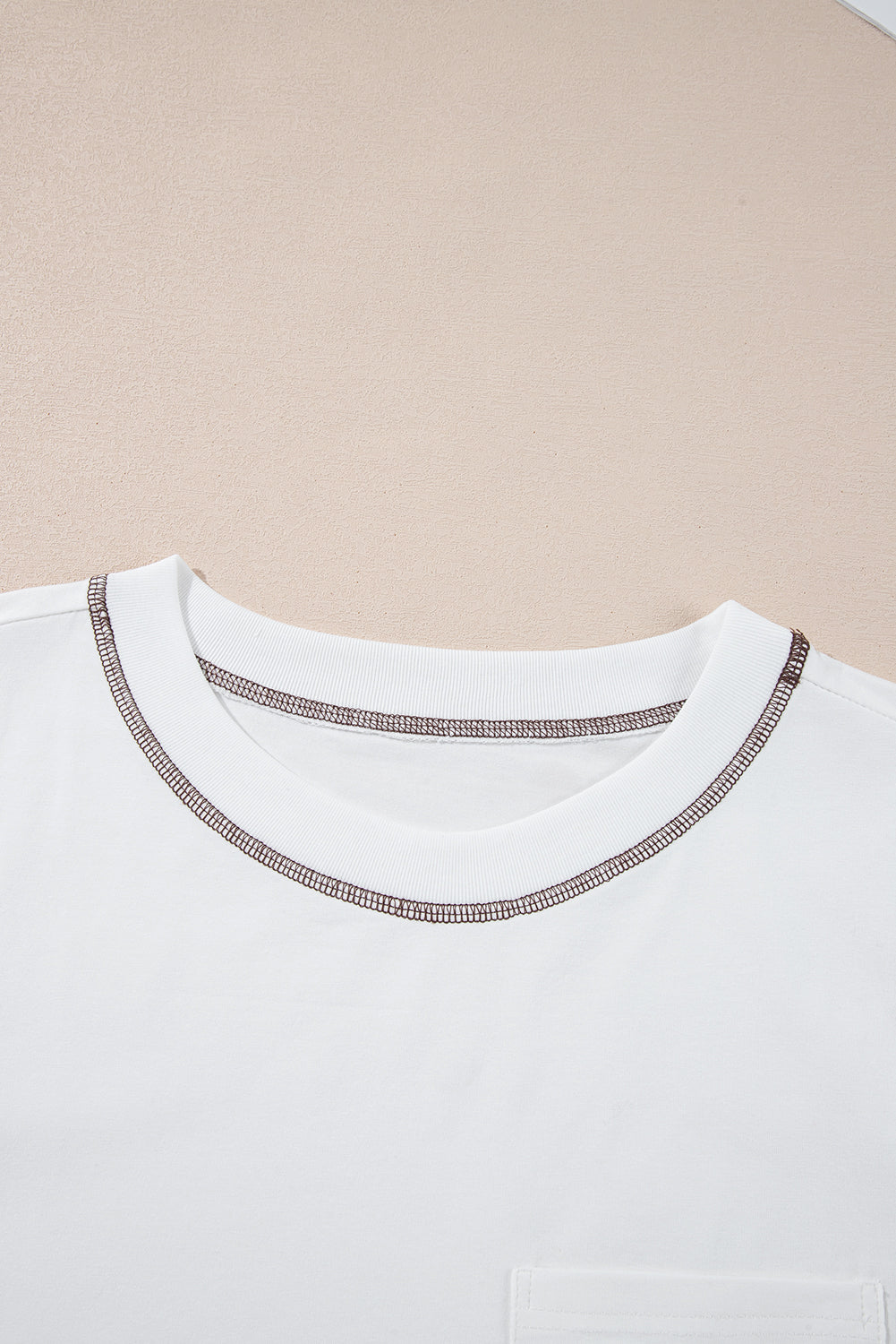 White RODEO Horseshoe Embroidered Patch Pocket Tee