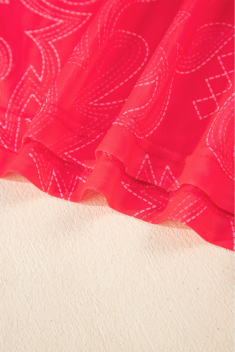Red Western boot stitch Mesh T Shirt