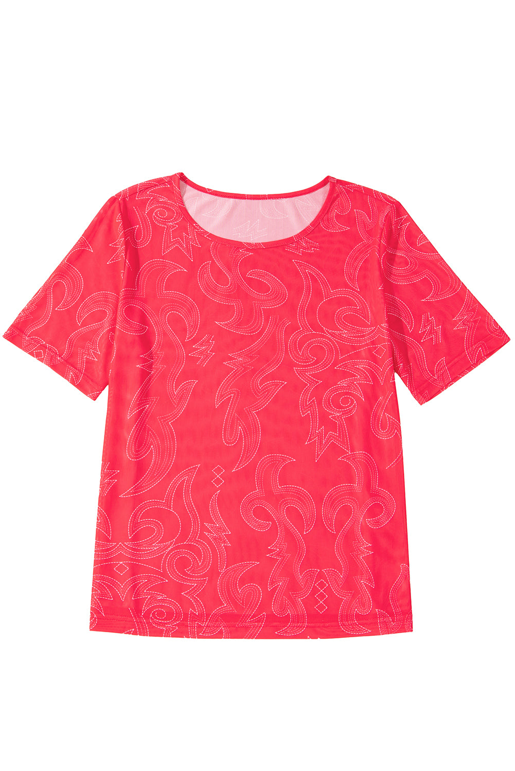 Red Western boot stitch Mesh T Shirt