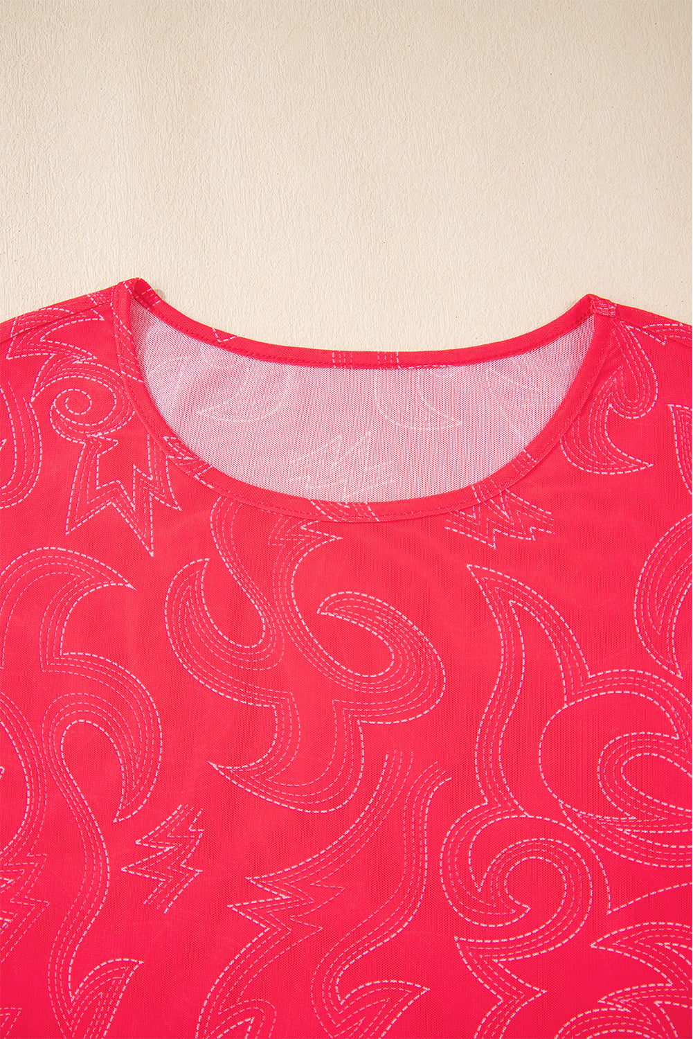 Red Western boot stitch Mesh T Shirt