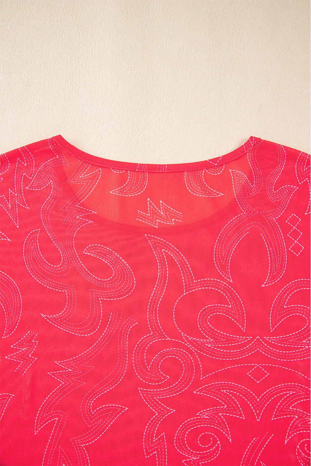 Red Western boot stitch Mesh T Shirt