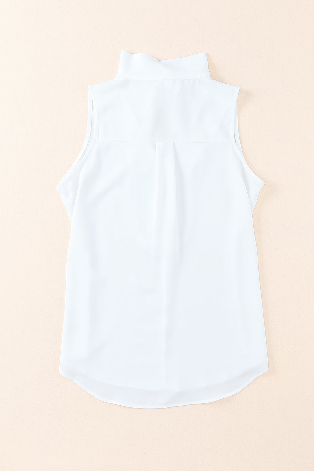 White Bow Tie V Neck Casual Sleeveless Shirt