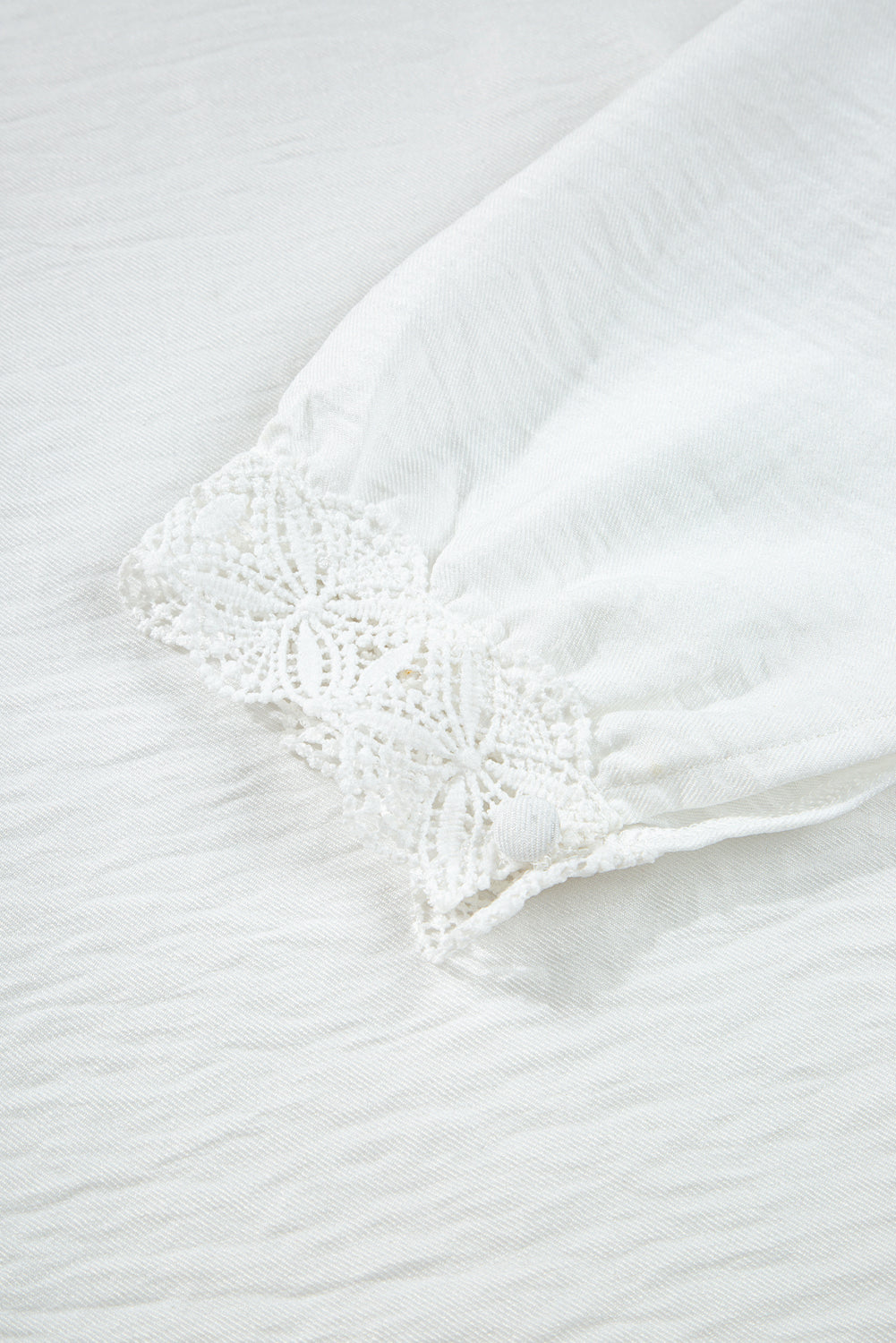 White Lace Patchwork Buttoned Collar Loose Shirt