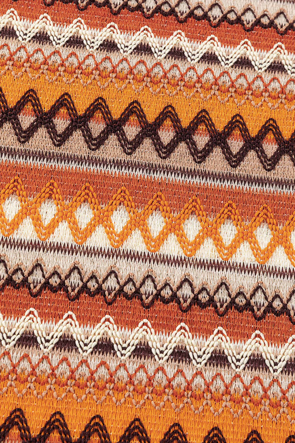 Orange Striped & Geo Jacquard Knit Tank Top