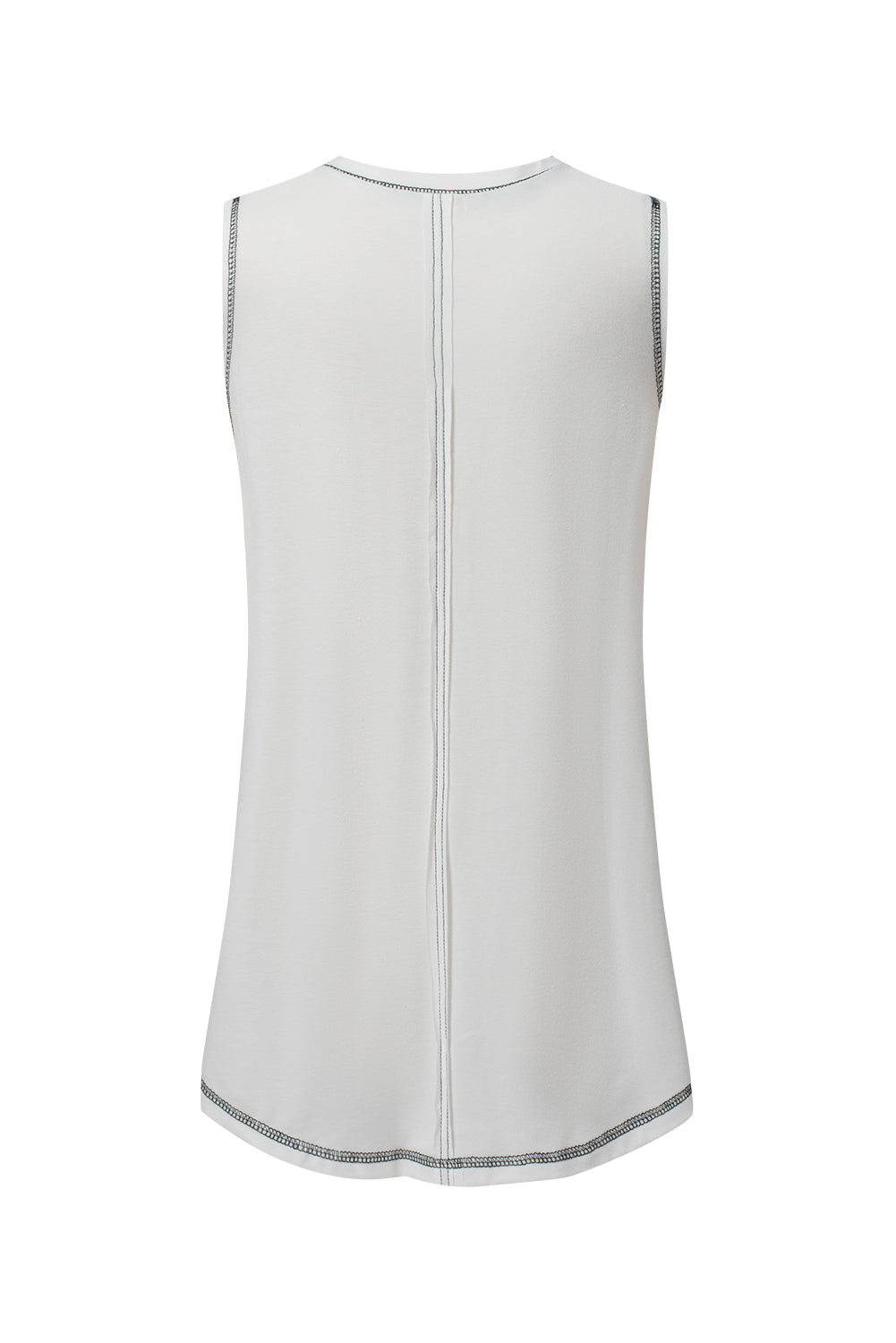 Stitching Seam Henley Tank Top