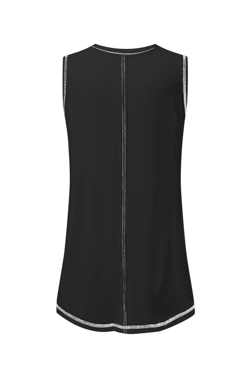 Stitching Seam Henley Tank Top