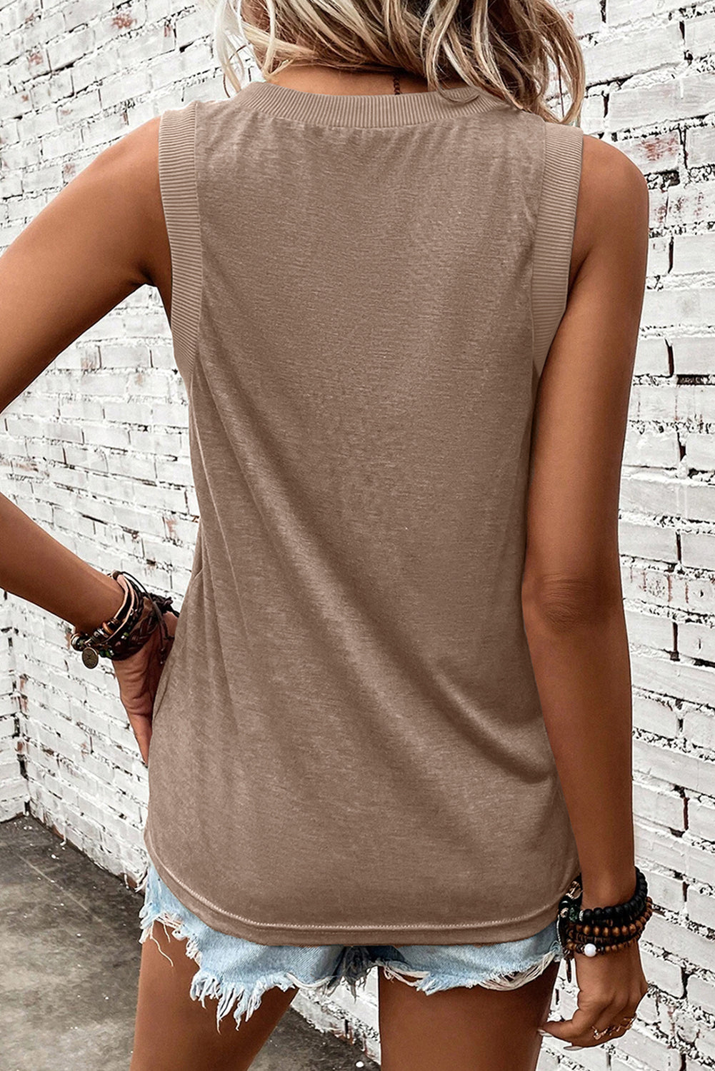 Simply Taupe Sequined Rodeo Graphic Fashion Tank Top