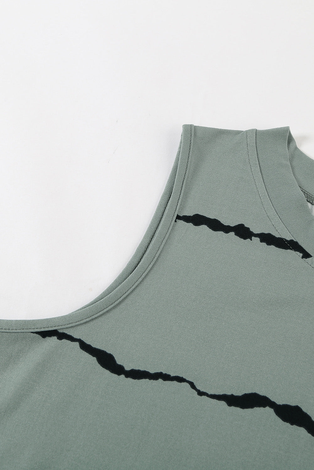 Gray Tie-dye Stripes Round Neck Tank Top