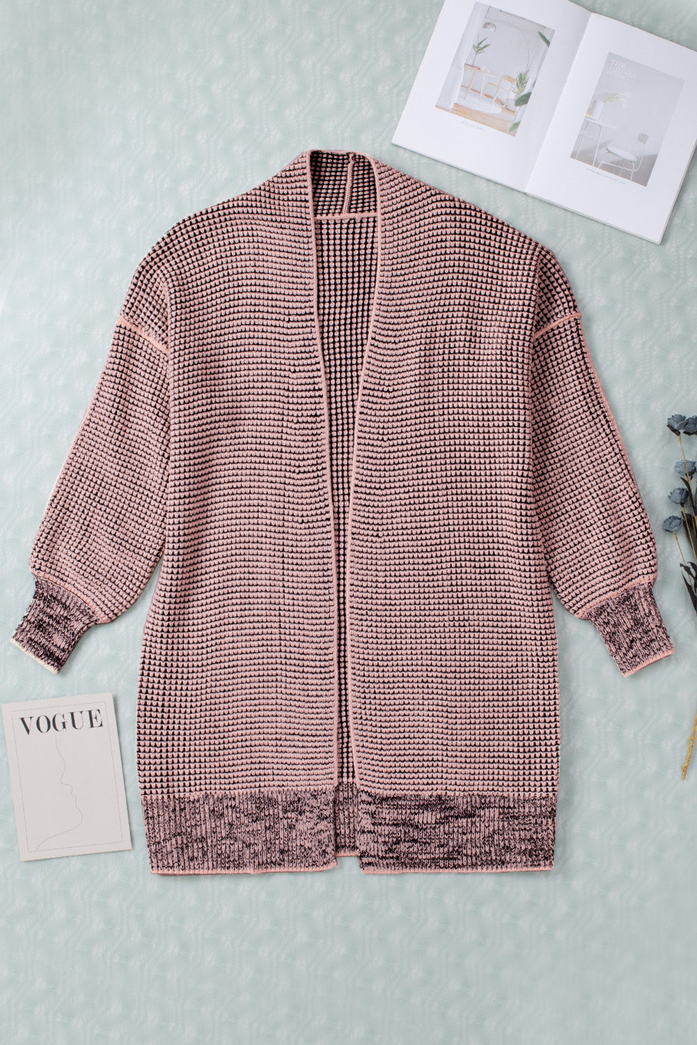 Knitted Long Open Front Cardigan
