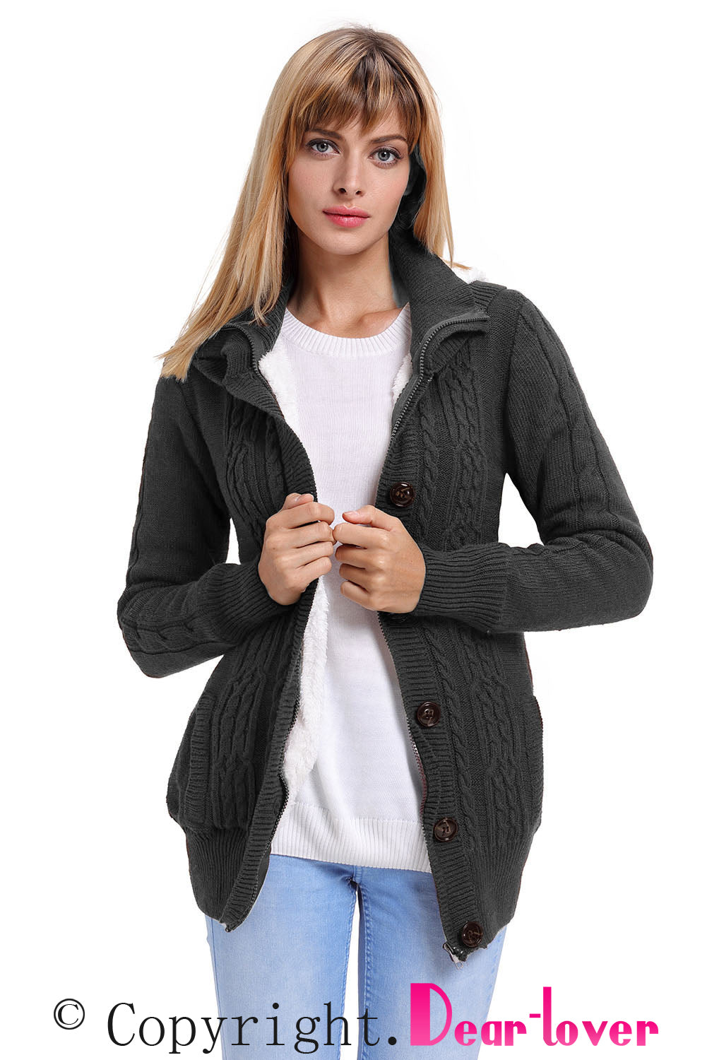 Long Sleeve Button-up Hooded Cardigans