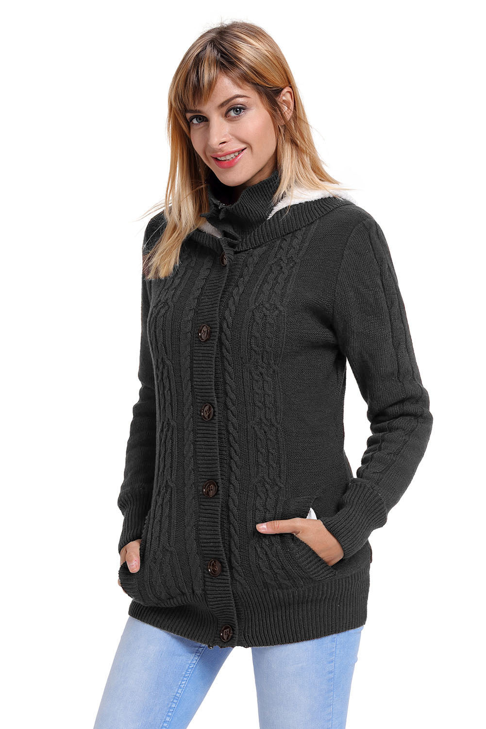 Long Sleeve Button-up Hooded Cardigans