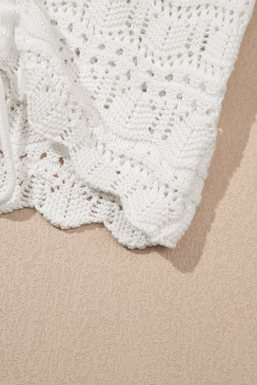 white hollow Out Drawstring V Neck Knit top tank