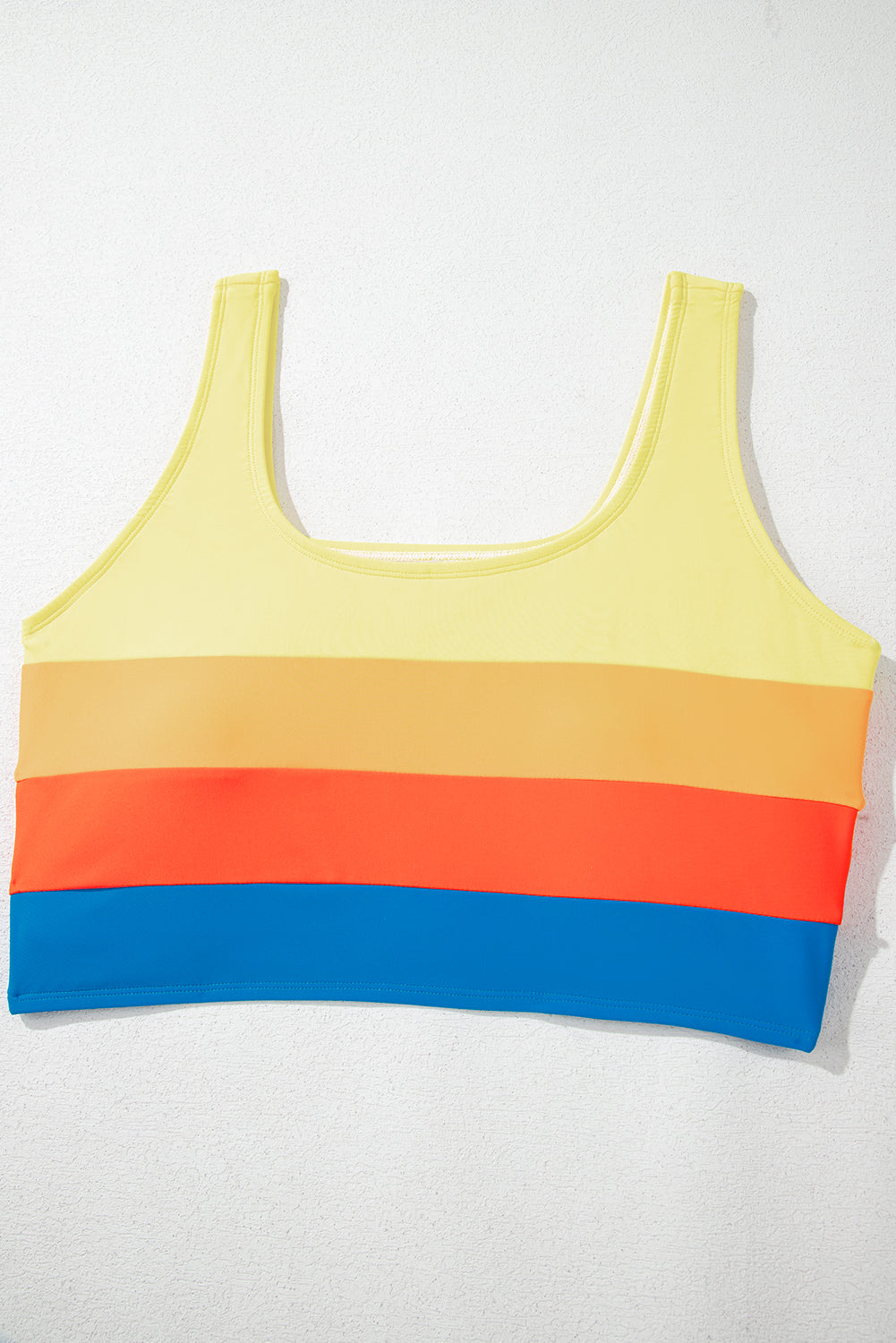 Blue Colorblock Top Pleated High Waisted Bikini Swimwear