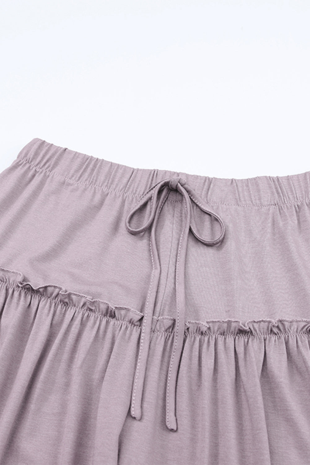 Frilled Drawstring High Waist Wide Leg Pants in light pink or black