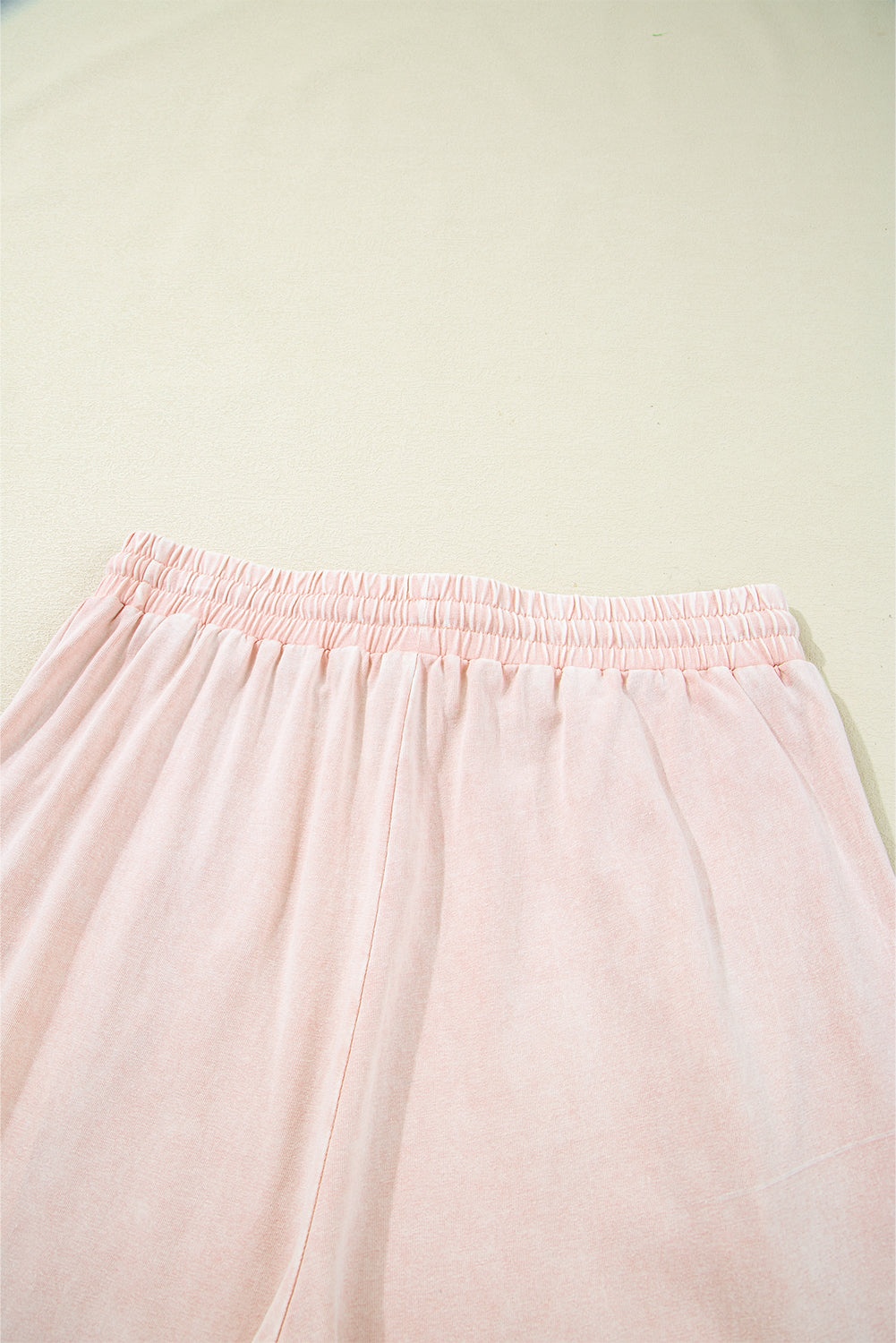 Pink Flower Patch Mineral Washed Terry Knit Cropped Wide Leg Pants