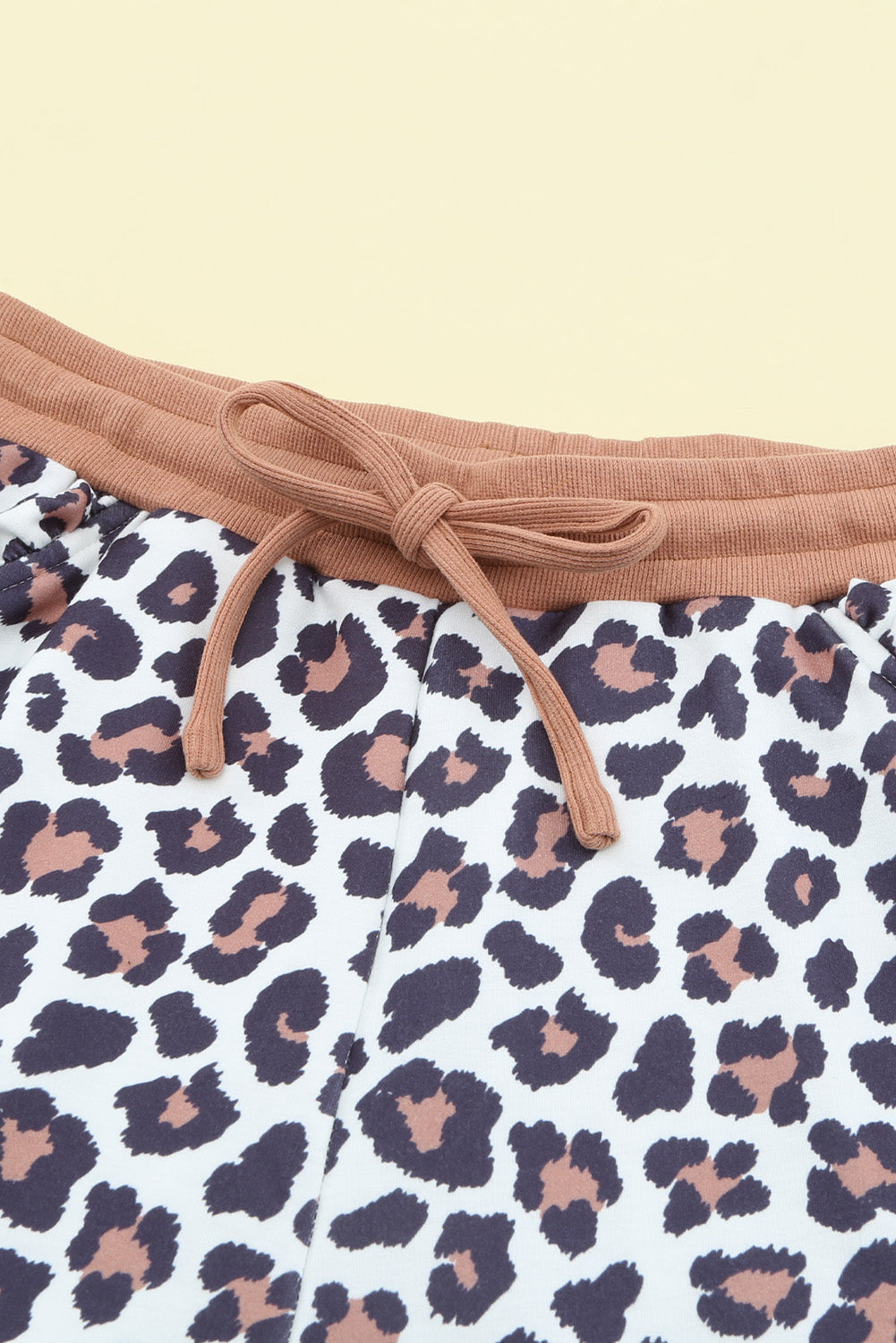 Brown Leopard Print Elastic Waist Drawstring Joggers