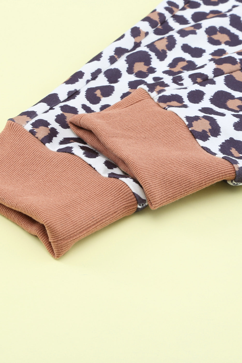 Brown Leopard Print Elastic Waist Drawstring Joggers