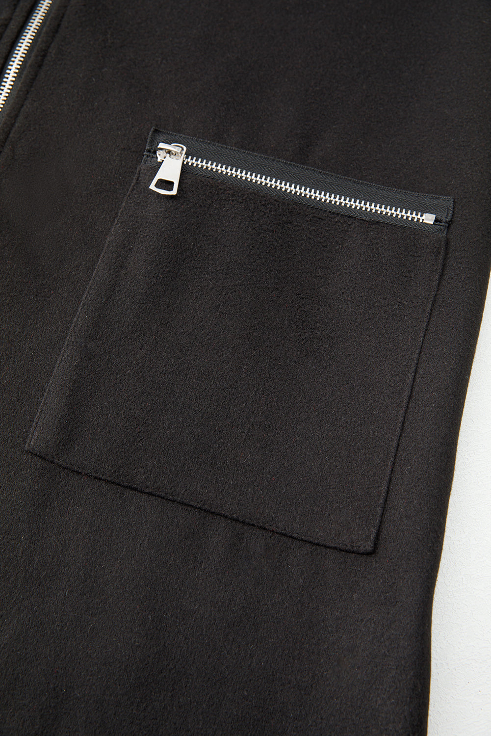 Solid Color Casual Zipper Hooded Jacket in Black or Khaki