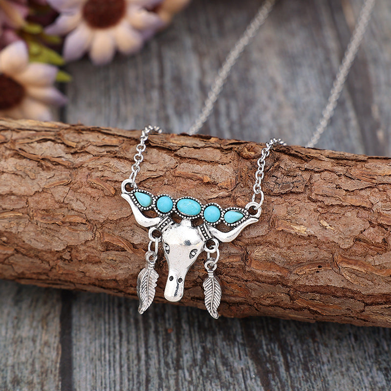 Turquoise steer necklace