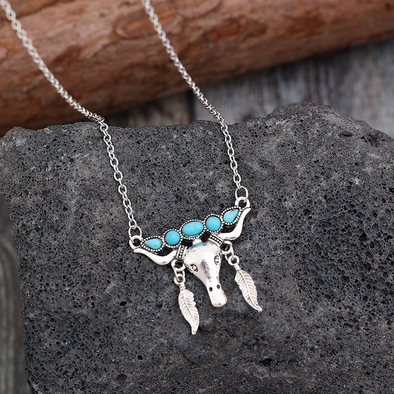 Turquoise steer necklace