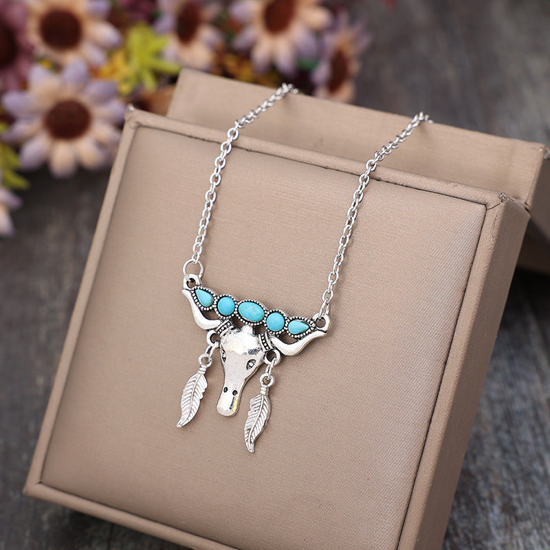 Turquoise steer necklace
