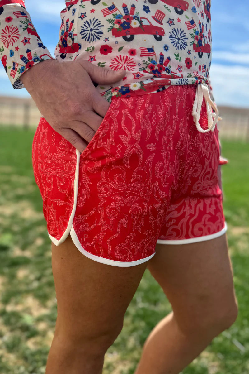 Sterling Kreek Raised Round Here Shorts - Red