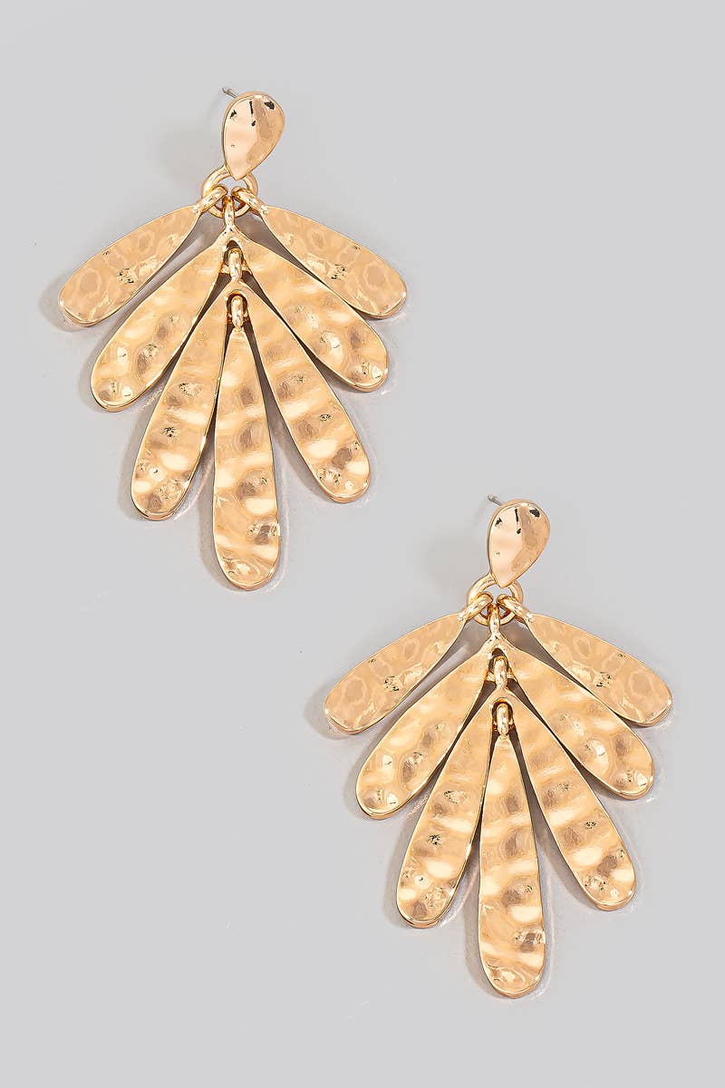 Hammered Oval Fringe Dangle Earrings