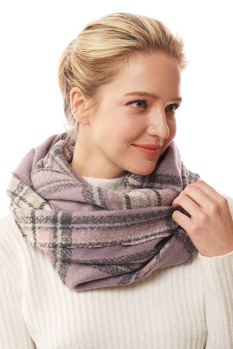 Women's Winter Plaid Patterned Infinity Scarf
