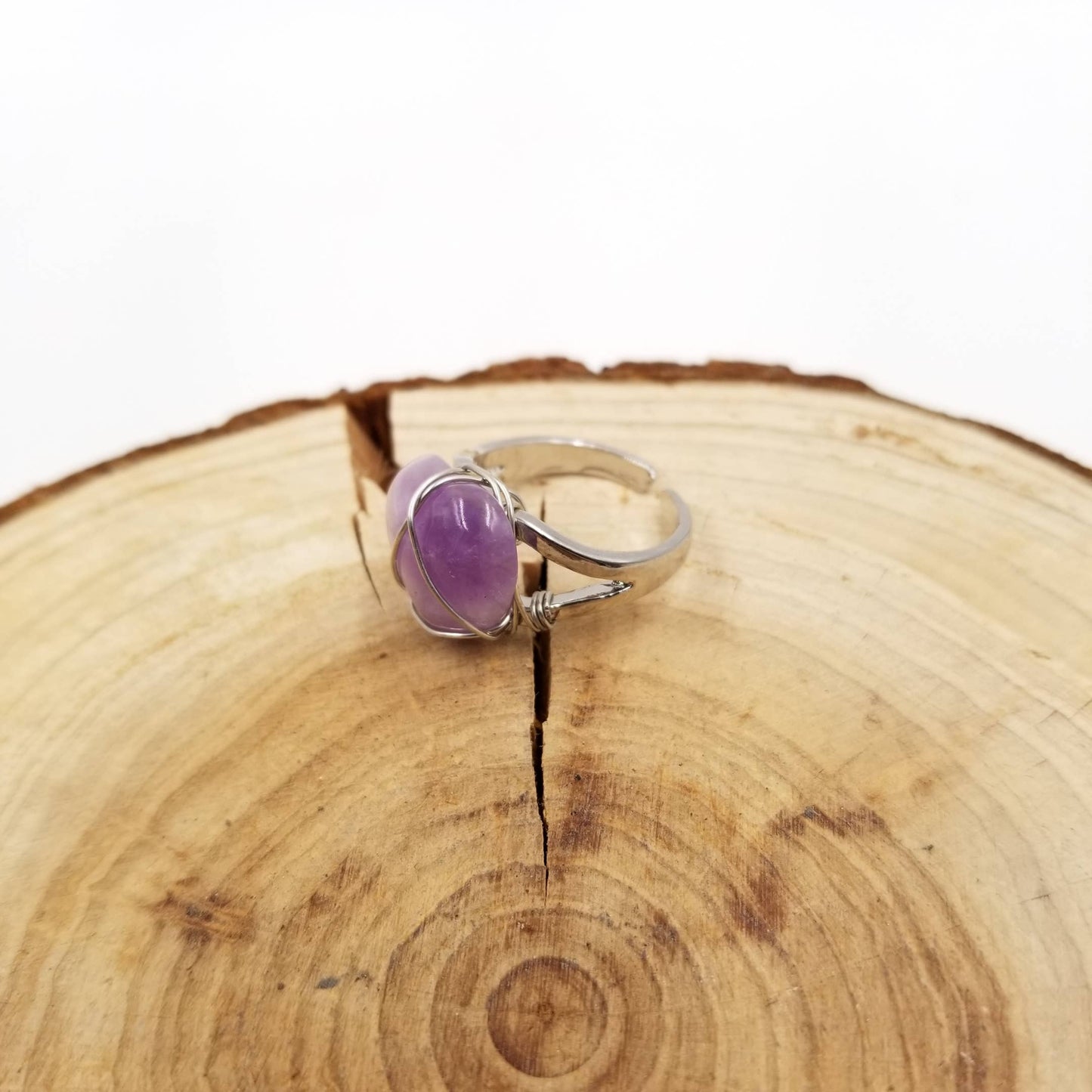 Handmade Natural Crystal Heart Ring - Valentine'S Day Gift