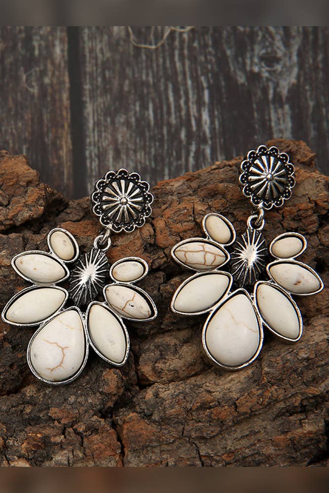 Flower Shaped Decor Drop Earrings