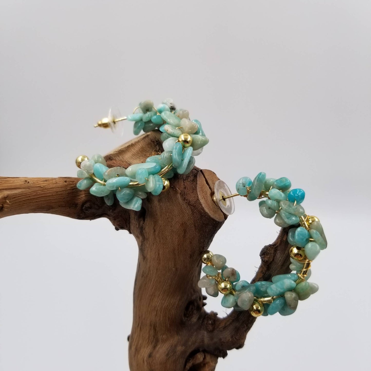 Handmade Natural Amazonite Evening Earrings