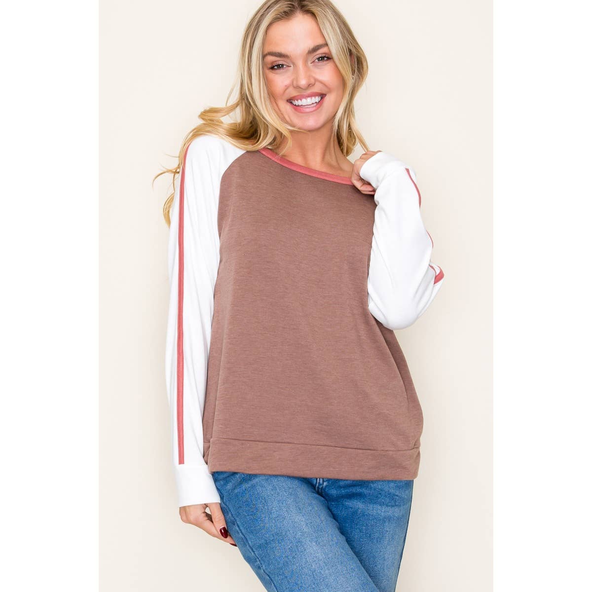 STACCATO ROUND NECK COLOR BLOCKED TOP