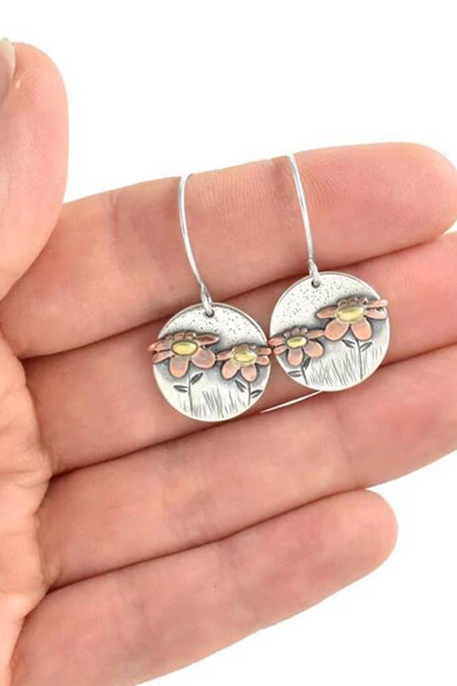 Vintage Round Flower Earrings