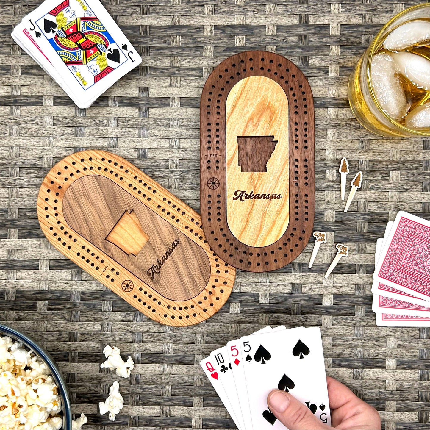 US States Mini Travel Cribbage Board Set with Custom Pegs