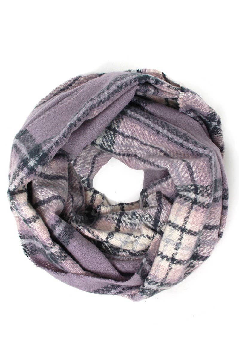 Women's Winter Plaid Patterned Infinity Scarf