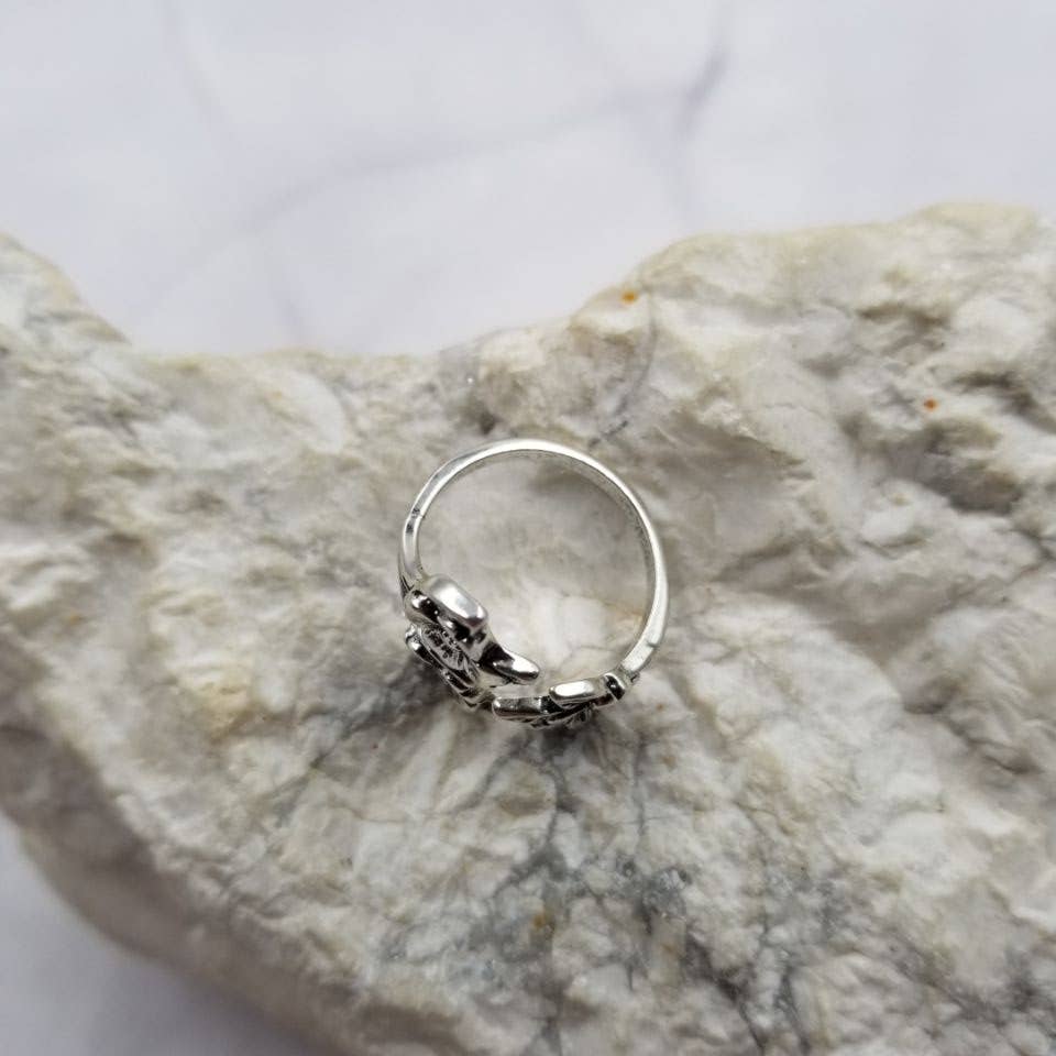 Vintage Adjustable Flower and Leaf Ring