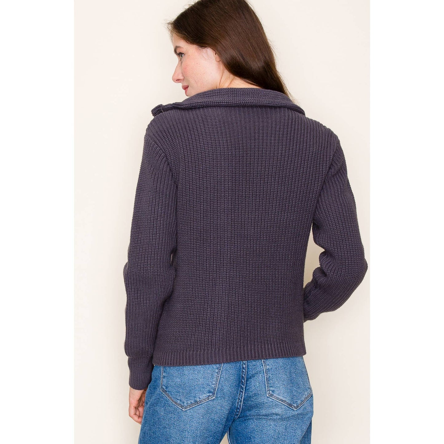 STACCATO Mock Neck Asymmetrical Collar Cardigan Jacket